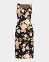 Dolce & Gabbana Vintage Floral Brocade Sleeveless Midi Dress In Black