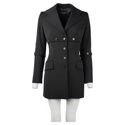 Pre-owned Dolce & Gabbana Vintage Fw 2003 Black Wool Tailored Button Blazer It 44