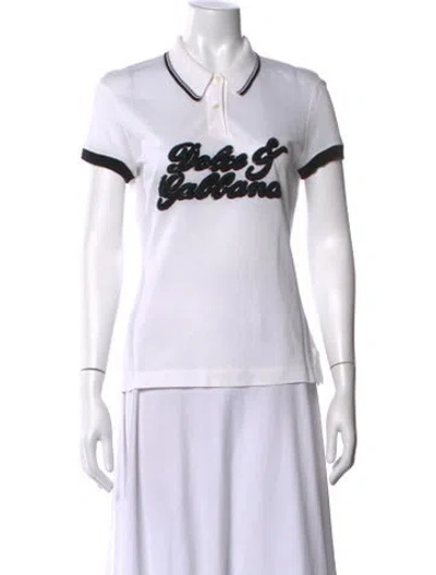 Pre-owned Dolce & Gabbana Vintage Graphic Print Polo In White