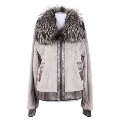 Pre-owned Dolce & Gabbana Vintage Jacket In Genuine Fox And Weasel Fur In Gray