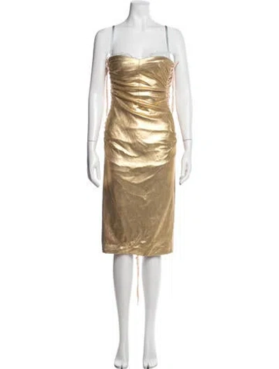 Pre-owned Dolce & Gabbana Vintage Knee-length Dress In Gold