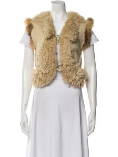 Pre-owned Dolce & Gabbana Vintage Lamb Leather Fur Jacket In Neutral