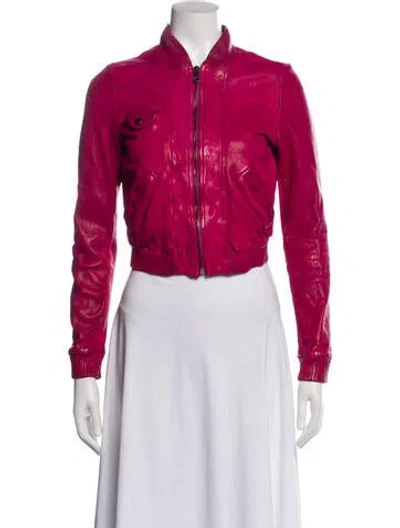 Pre-owned Dolce & Gabbana Vintage Lambskin Biker Jacket In Pink