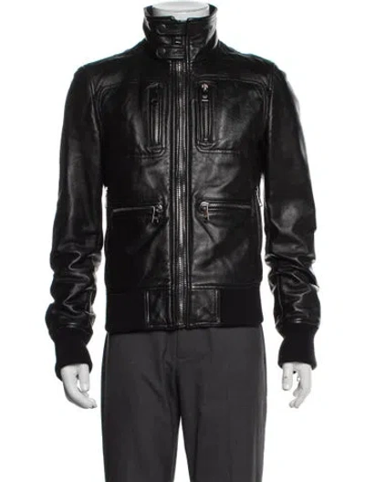 Pre-owned Dolce & Gabbana Vintage Lambskin Moto Jacket In Brown
