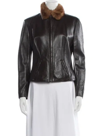 Pre-owned Dolce & Gabbana Vintage Late 1990's - Early 2000's Biker Jacket In Brown