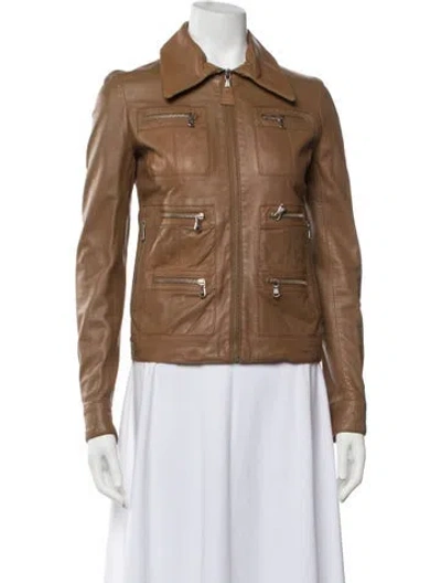 Pre-owned Dolce & Gabbana Vintage Late 1990's - Early 2000's Biker Jacket In Brown
