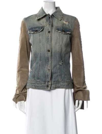 Pre-owned Dolce & Gabbana Vintage Late 1990's - Early 2000's Denim Jacket In Blue/brown