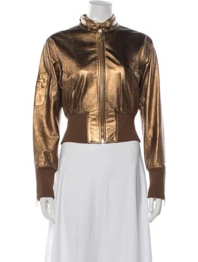 Pre-owned Dolce & Gabbana Vintage Late 2000's - Early 2010's Bomber Jacket In Gold/metallic