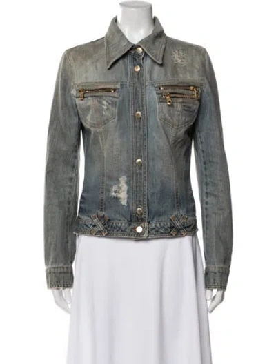 Pre-owned Dolce & Gabbana Vintage Late 2000's - Early 2010's Denim Jacket In Blue