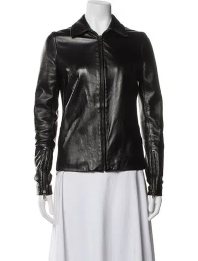 Pre-owned Dolce & Gabbana Vintage Leather Biker Jacket In Black