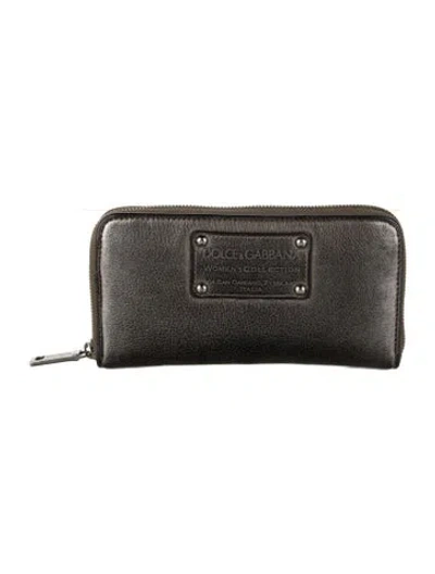 Pre-owned Dolce & Gabbana Vintage Leather Continental Wallet In Black