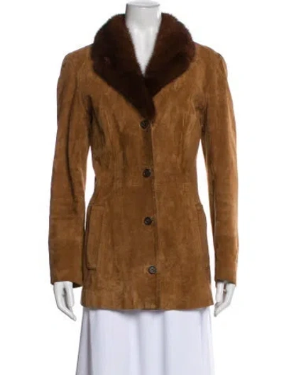 Pre-owned Dolce & Gabbana Vintage Leather Fur Jacket In Neutral
