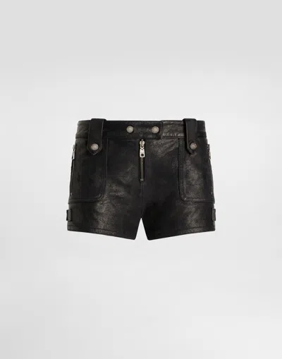 Dolce & Gabbana Vintage Leather Shorts In Black