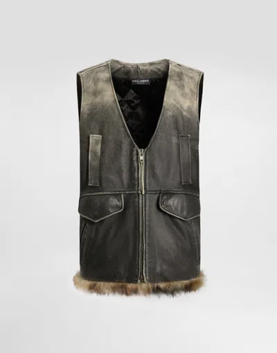 Dolce & Gabbana Vintage Leather Vest In Brown