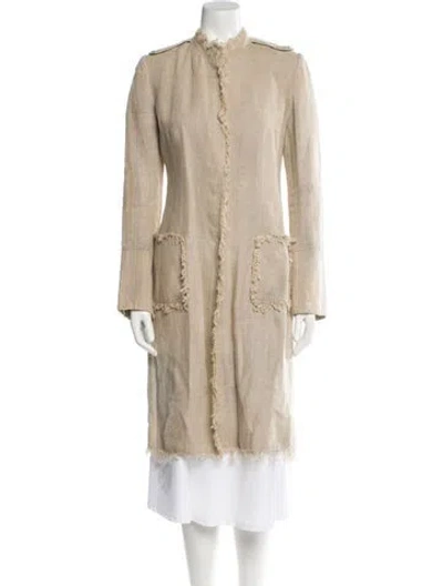 Pre-owned Dolce & Gabbana Vintage Linen Trench Coat In Neutral