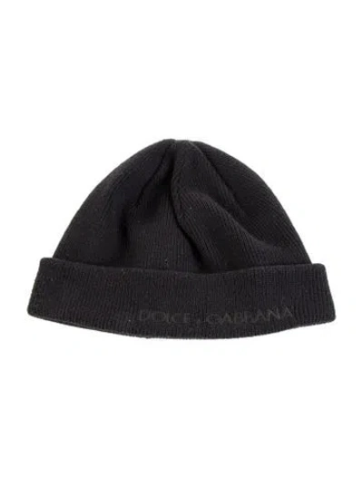 Pre-owned Dolce & Gabbana Vintage Logo Knitted Beanie In Black