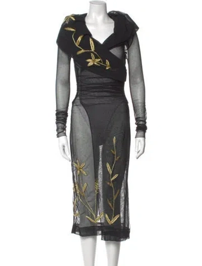 Pre-owned Dolce & Gabbana Vintage Midi Length Dress In Black