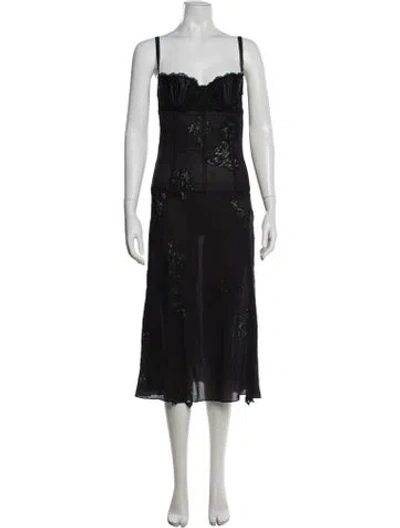 Pre-owned Dolce & Gabbana Vintage Midi Length Dress In Black