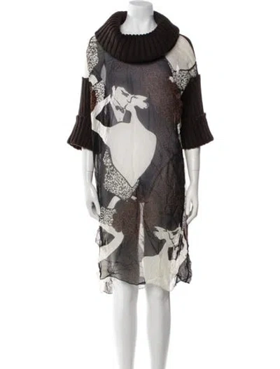 Pre-owned Dolce & Gabbana Vintage Midi Length Dress In Brown
