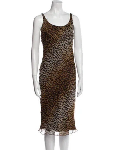 Pre-owned Dolce & Gabbana Vintage Midi Length Dress In Brown