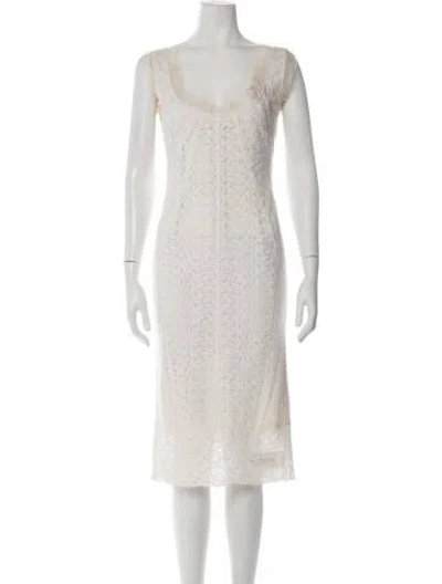 Pre-owned Dolce & Gabbana Vintage Midi Length Dress In Neutrals