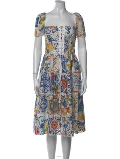 Pre-owned Dolce & Gabbana Vintage Midi Length Dress In White