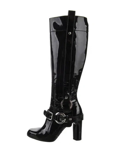 Pre-owned Dolce & Gabbana Vintage Patent Leather Lace-up Boots In Black