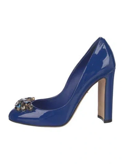 Pre-owned Dolce & Gabbana Vintage Patent Leather Pumps In Blue