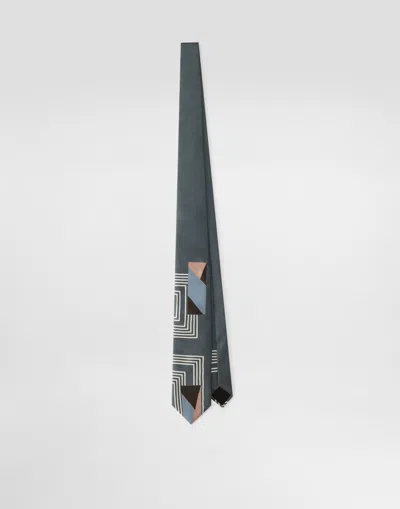 Dolce & Gabbana Vintage-print Twill Tie In Black