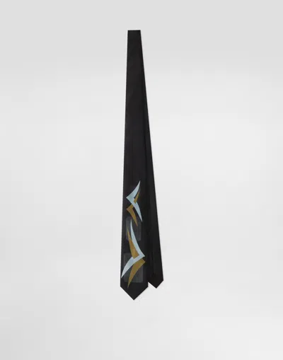 Dolce & Gabbana Vintage-print Twill Tie In Black