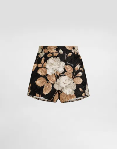 Dolce & Gabbana Vintage Rose-print Brocade Shorts In Animal Print