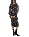 Dolce & Gabbana Women Black Dress With Round Neckline And All-over Floral Motif In Silk Blend Woman In Black