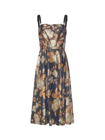 DOLCE & GABBANA VINTAGE ROSE PRINT SATIN DRESS