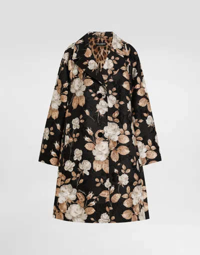 Dolce & Gabbana Vintage Rose-print Single-breasted Coat In Animal Print