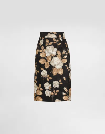 DOLCE & GABBANA VINTAGE ROSE-PRINT SKIRT