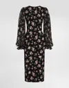 Dolce & Gabbana Vintage Roses-print Charmeuse Dress In Multi