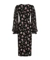 Dolce & Gabbana Women Black Dress With Round Neckline And All-over Floral Motif In Silk Blend Woman In Black