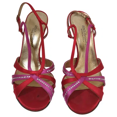 Pre-owned Dolce & Gabbana Vintage Silk Satin Sandals Size 38 Made In Italy In Brown