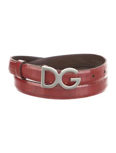 Pre-owned Dolce & Gabbana Vintage Skinny Belt In Red