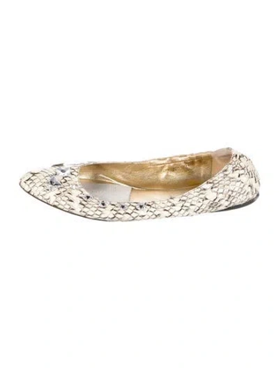 Pre-owned Dolce & Gabbana Vintage Snakeskin Ballet Flats In Neutral