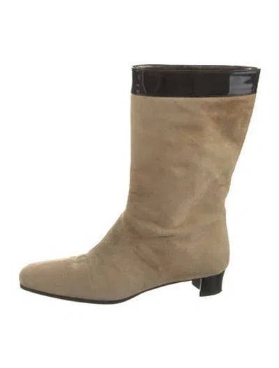 Pre-owned Dolce & Gabbana Vintage Suede Boots In Neutrals
