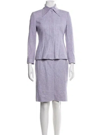 Pre-owned Dolce & Gabbana Vintage Tweed Pattern Skirt Set In Purple