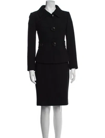 Pre-owned Dolce & Gabbana Vintage Virgin Wool Skirt Suit In Black