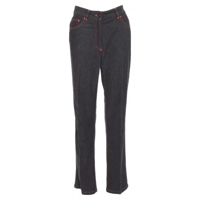 Pre-owned Dolce & Gabbana Dolce Gabbana Vintage Viscose Red Topstitch High Waisted Straight Jeans It38 Xs
