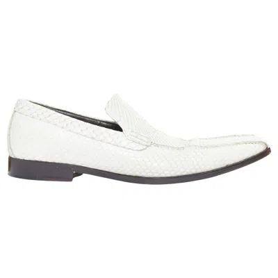 Pre-owned Dolce & Gabbana Dolce Gabbana Vintage White Scaled Leather Piped Loafer Shoes Uk6 Eu40