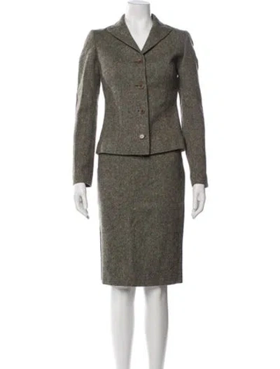 Pre-owned Dolce & Gabbana Vintage Wool Skirt Suit In Brown