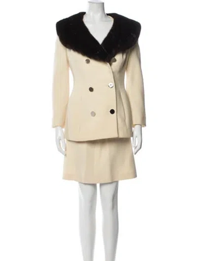 Pre-owned Dolce & Gabbana Vintage Wool Skirt Suit In Neutral