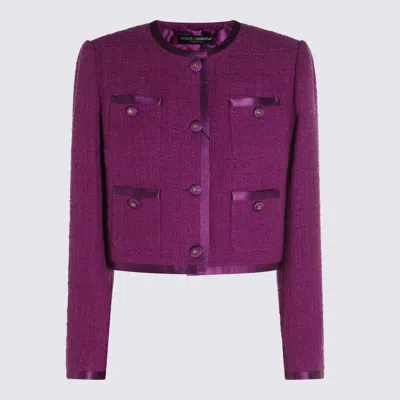 DOLCE & GABBANA VIOLET COTTON CASUAL JACKET
