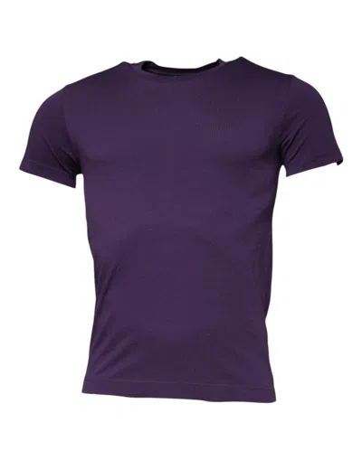 Pre-owned Dolce & Gabbana Violet Cotton Crew Neck Short Sleeve Men's T-shirt () In Purple