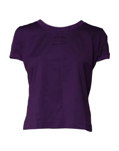 Pre-owned Dolce & Gabbana Violet Cotton Crewneck Short Sleeves Women's T-shirt () In Purple